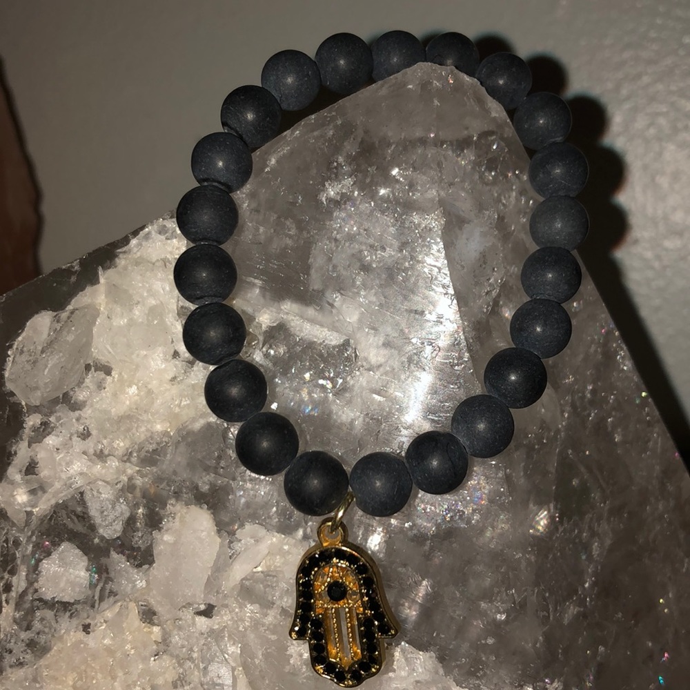 Shungite Bracelet + hand mandala charm